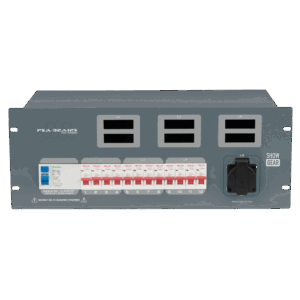 Tableau de distribution électrique Showtec PSA3212H 32A (CEE 32A 400V sur 2x Harting 230V, 6x T13 230V) avec ampèremètre